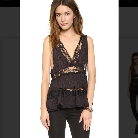 Free People Tops - Free People Black Deep V-neck Trapeze Tank XS